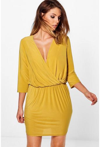 Kalani Slinky Deep Wrap Bodycon Dress