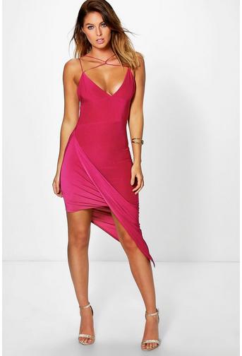 Diana Cross Strap Front Drape Midi Dress