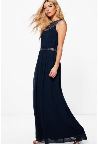 Boutique Lila Embellished Chiffon Maxi Dress