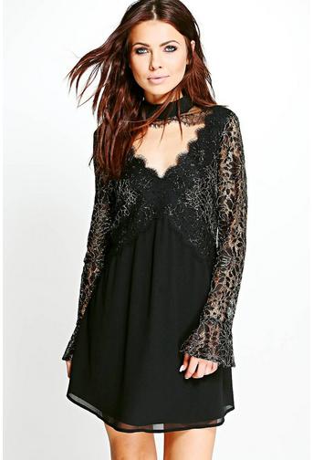 Deanna Boutique Lace Front Swing Dress