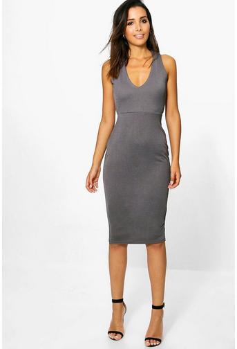 Iris Cross Back Midi Bodycon Dress