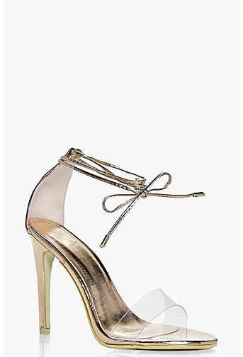 Zoe Clear Strap Ankle Wrap Two Part Heels