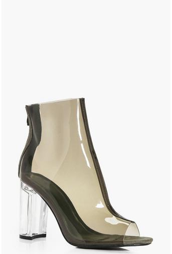 Isabel Clear Cylinder Heel Ankle Boot