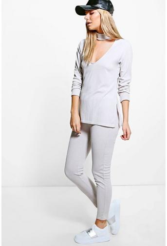 Amy Rib Knit Choker Loungewear Set