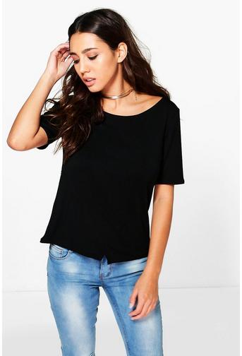 Heather Wrap Front Side Split T-Shirt