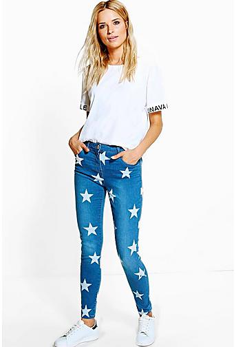 Eva Star Print Skinny Jeans