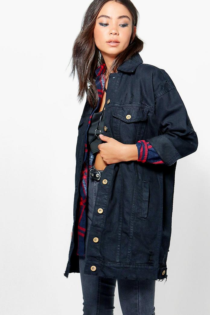 oversized distressed denim jacket