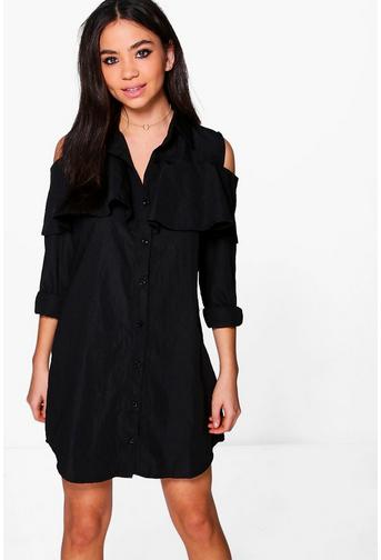 Ailbhe Ruffle Long Sleeve Shirt Dress