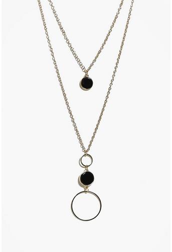 Ebony Circle Pendant Layered Necklace