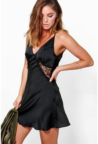 Lucinda Satin Lace Trim Cami Slip Dress