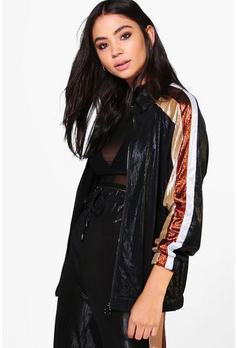 Niamh Lurex Zip Through 3 Stripe Raglan Jacket