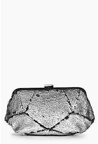 Amber Two Way Sequin Box Clutch Bag