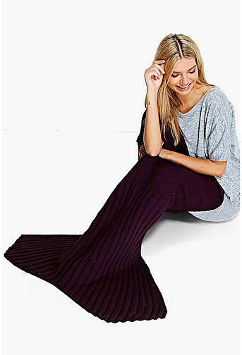 Purple Knitted Mermaid Tail Blanket