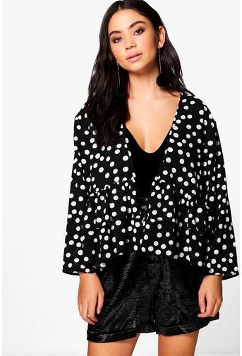 Bethany Polka Dot Ruffle Hem Jacket