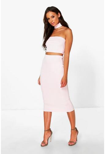 Molly Bralet With Choker And Midi Skirt Co-Ord