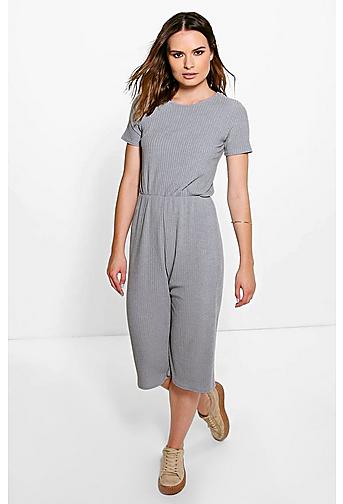 Ida Ribbed Capped Sleeve Culotte Jumpsuit