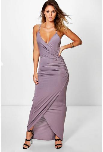 Kiki Textured Slinky Wrap Maxi Dress