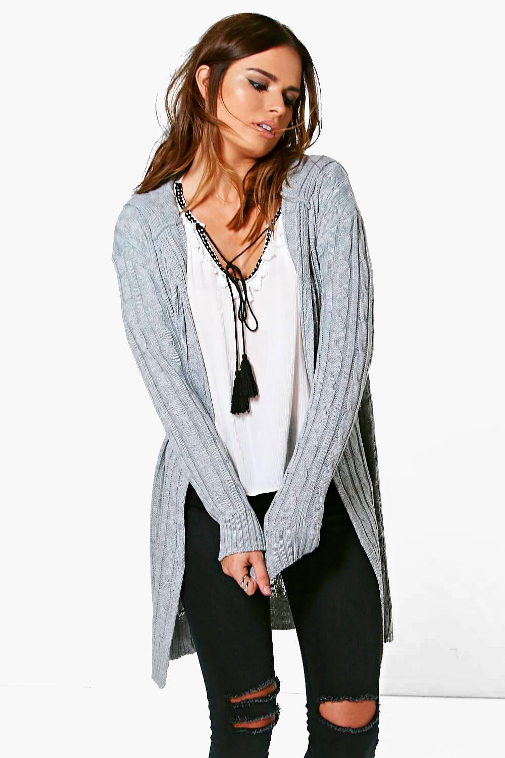 Womens cable knit hooded cardigan pay