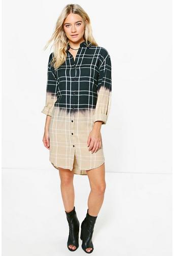 Shreyja Dip Dye Monochrome Check Shirt Dress