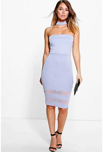 Amie Choker Mesh Insert Hem Bodycon Dress