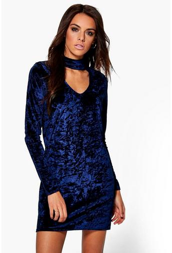 Aly High Neck Choker Shift Dress