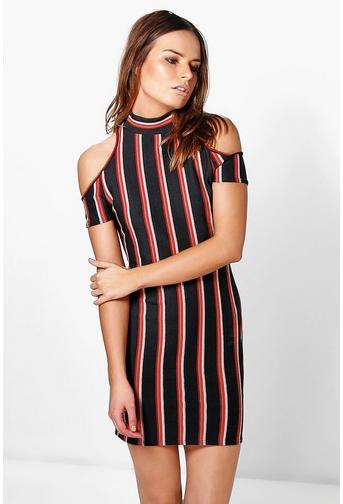 Thea Ribbed Cold Shoulder Bodycon Dress