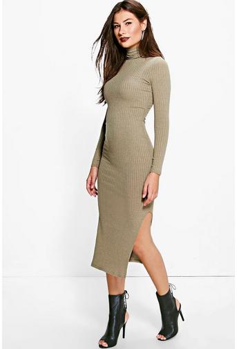 Ria Midaxi Ribbed Turtleneck Dress