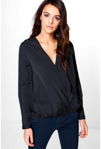 Sophia Oversized Wrap Over Woven Blouse