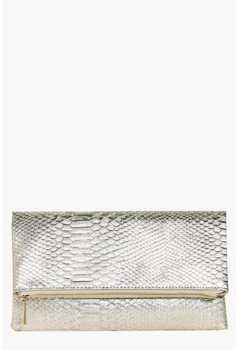 Lara Snake Effect Fold Over Clutch Bag
