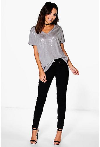 Nat Stretch Mid Rise Skinny Jeans