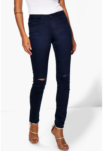 Monika Mid Rise Split Knee Skinny Jeans