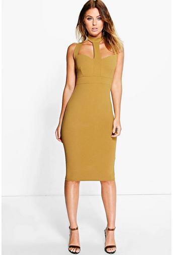 Em Strappy Choker Midi Bodycon Dress!