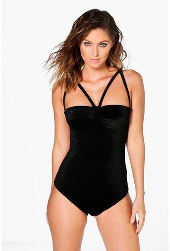 Amy Velvet Strappy Cupped Bodysuit