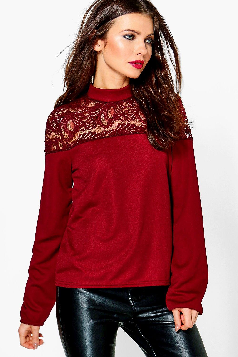 red lace long sleeve top