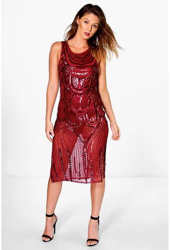 Boutique Ali Sequin Midi Dress with Bodysuit