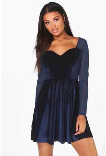 Boutique Ann Sweetheart Neck Chiffon Skater Dress