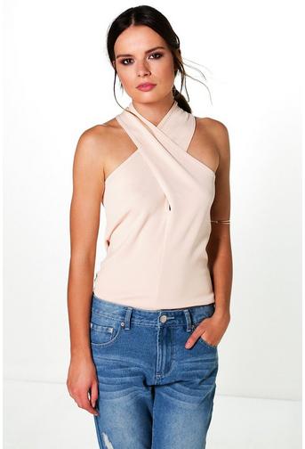 Willow Compact Rib Wrap Front Halter Neck Top