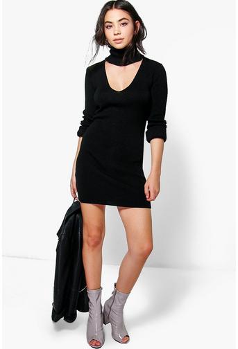 Emilia Roll Neck Choker Dress