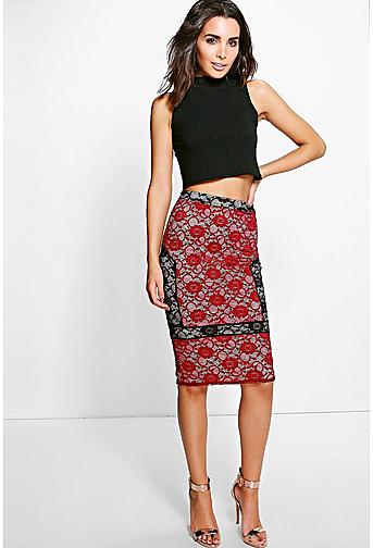 Anya Panelled Lace Midi Skirt