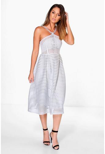 Niamh Striped Panelled Strappy Skater Dress