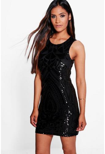 Boutique Serena Sequin Print Bodycon Dress