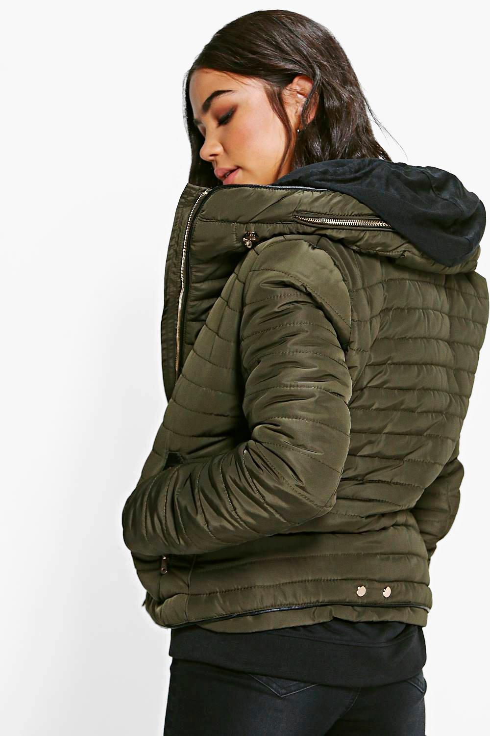cropped black bubble coat