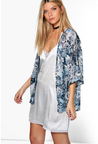 Madison Floral Chiffon Print Kimono