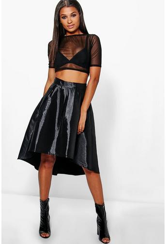 Roxx Dipped Hem Matte Satin Full Skirt
