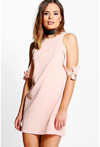 Tanya Tie Sleeve Cold Shoulder Shift Dress