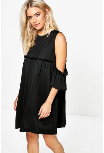 Ria Cold Shoulder Ruffle A-line Shift Dress