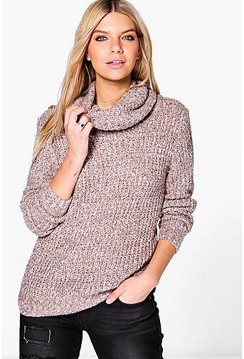 Bethany Marl Cowl Neck Boucle Knit Jumper