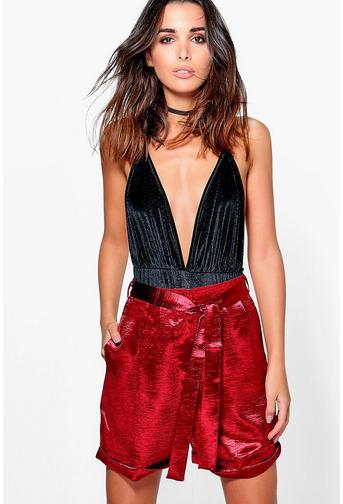 Hannah Tie Waist Satin Woven Shorts