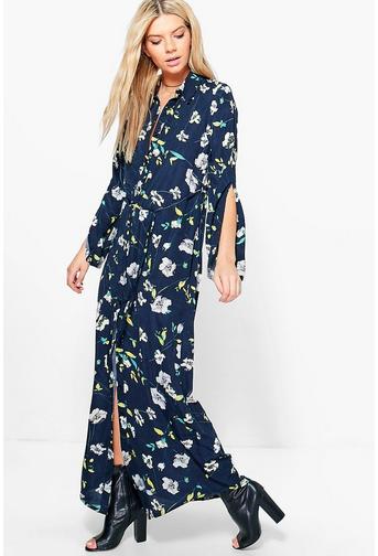 Angela Floral Maxi Shirt Dress