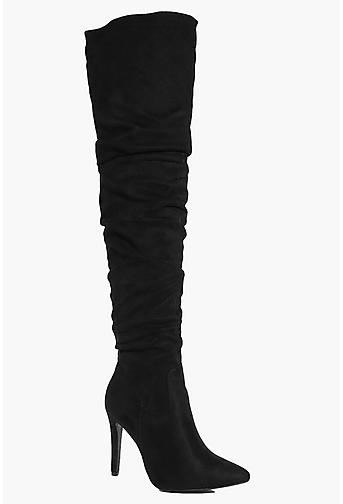 Rose Ruched Pointed Over The Knee Boot